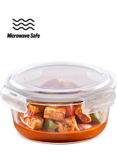 BOROSIL Klip-N-Store Round Glass Storage Container With Air Tight Lid Food Storage Container Microwave Safe Container 400 Ml Transparent  - Image 1