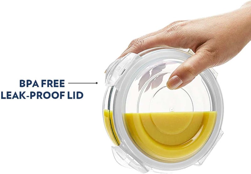 BOROSIL KLIP-N-STORE ROUND GLASS STORAGE CONTAINER WITH AIR TIGHT LID FOOD STORAGE CONTAINER MICROWAVE SAFE CONTAINER 400 ML Transparent - Image 5