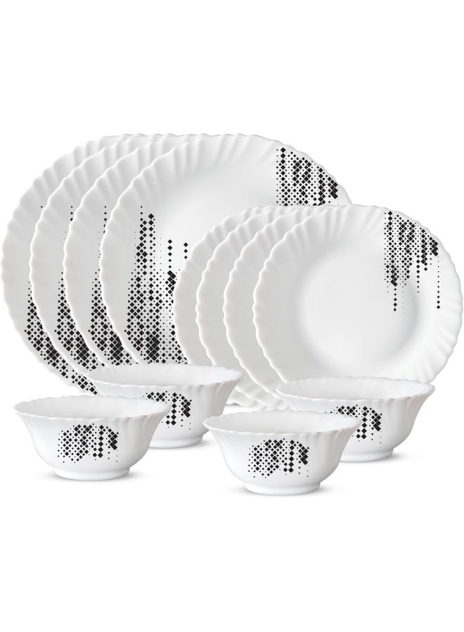 Borosil Larah Plano Opal Dinner Set, Slate, 12DSPL01-SL, 12 PC Set Slate - Image 1
