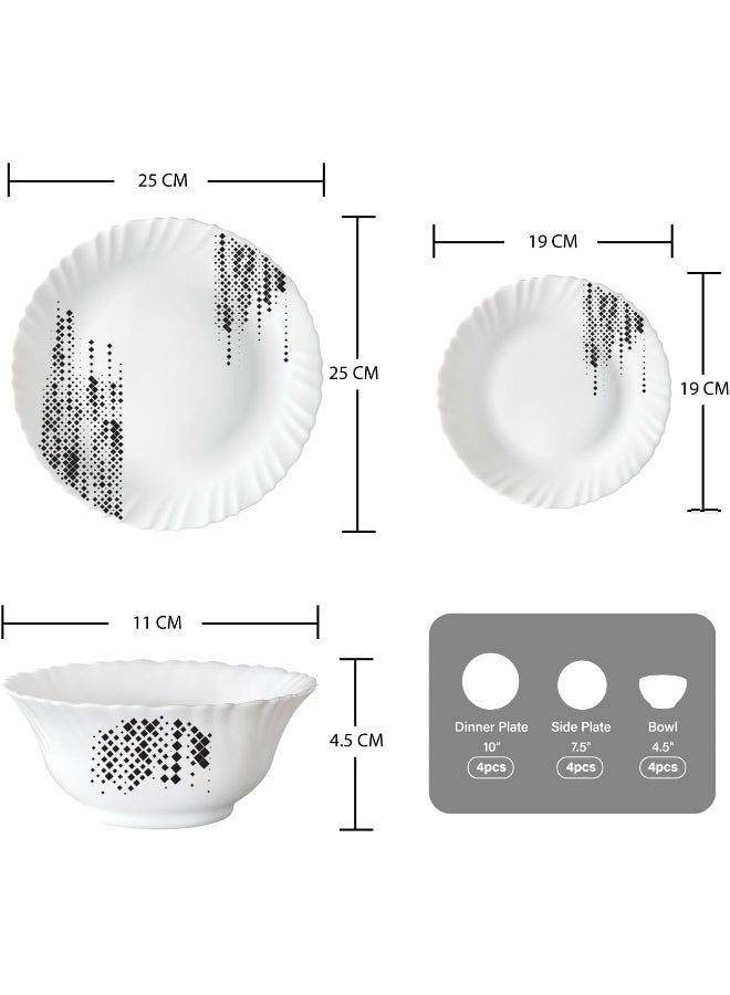 Borosil Larah Plano Opal Dinner Set, Slate, 12DSPL01-SL, 12 PC Set Slate - Image 3