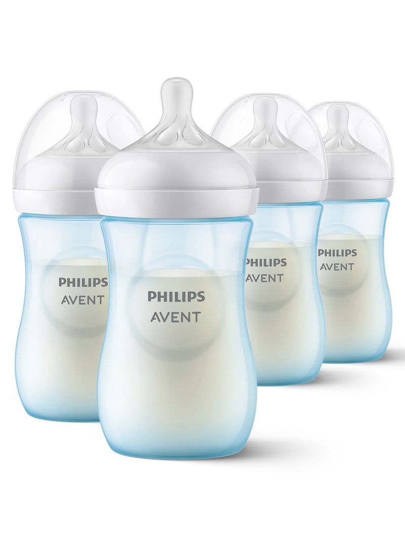 PHILIPS AVENT Natural Baby Bottle With Natural Response, Blue, 260ml, 1m+, 4 Pieces  - Image 1