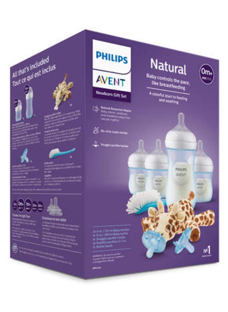 PHILIPS AVENT Natural Baby Bottle with Natural Response , Blue Baby Gift Set with Snuggle  - Image 2