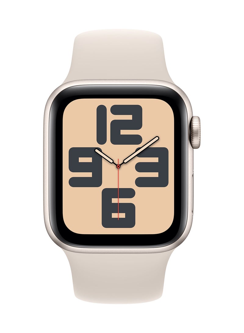 Apple - Certified Pre Owned - Watch SE (2023) GPS 40mm Starlight Aluminium Case (Damaged Packing) Starlight - Image 1