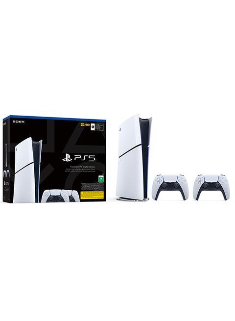 Sony PS5 Slim (Official Version) Console Digital Bundle with Extra DualSense Wireless Controllers