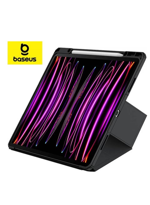 iPad Pro 11-inch (2024) Ultra Protective Case, Foldable Stand with Landscape & Portrait Modes, Lightweight & Anti-Slip PU Leather Cover, Built-in Pencil Holder, Auto Wake/Sleep Function, Multi-Angle Stand, Smart Cover, Durable & Stylish Design for All-Around Protection- Black iPad Pro 11”（2024）Case - Black