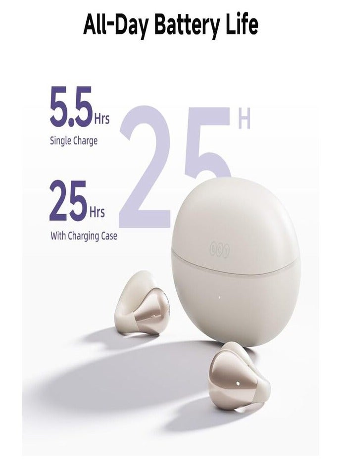 QCY - Crossky C30 Open Ear Headphones Wireless Bluetooth, Clip-On Earbuds with 4 ENC Noise Cancelling Mic, Stable Fit, Dual Connection, EQ Customized, Sports Earphones for Workout/Running White - Image 1