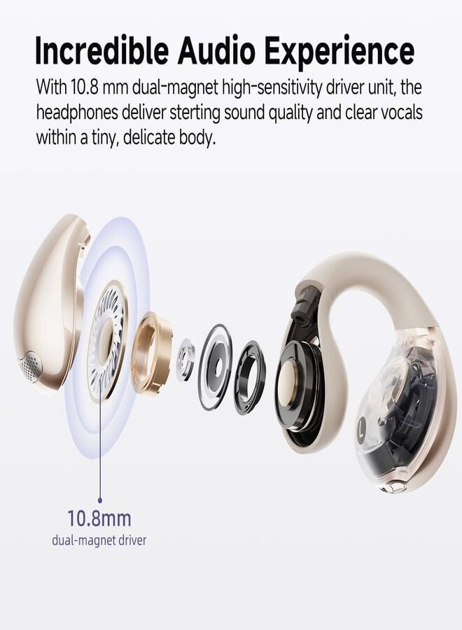 QCY - Crossky C30 Open Ear Headphones Wireless Bluetooth, Clip-On Earbuds with 4 ENC Noise Cancelling Mic, Stable Fit, Dual Connection, EQ Customized, Sports Earphones for Workout/Running White - Image 1