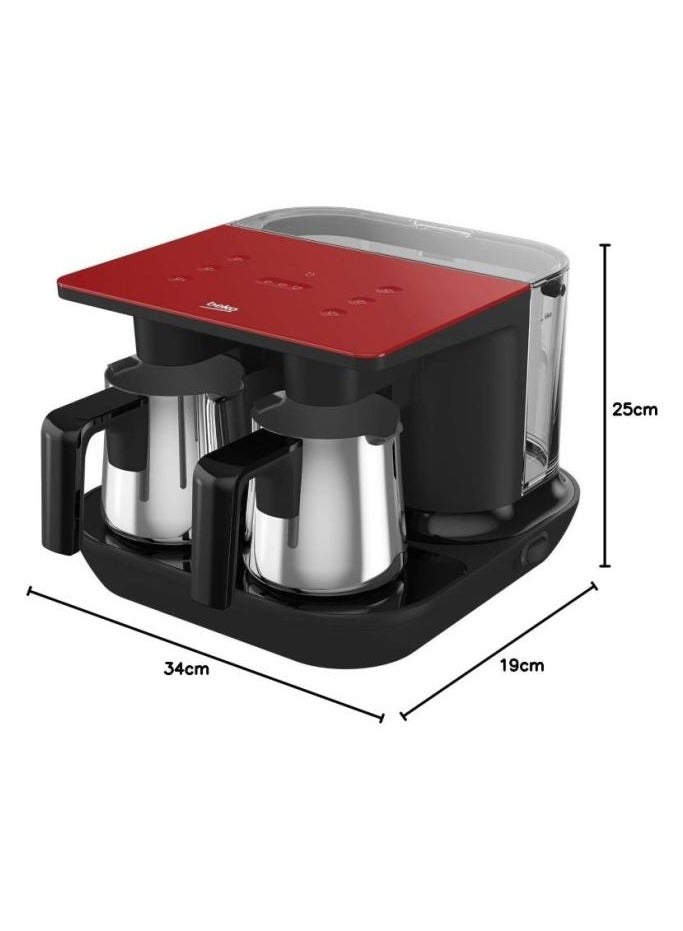 Beko Turkish Coffee Machine, 1100W, 3D Cooking, CookSense & Spinjet Technology, 6 Coffee Pot Capacity, Touch Control Panel, 1.5 L Water Tank 1.5 L 1100 W TKM8961K Red & Black - Image 2