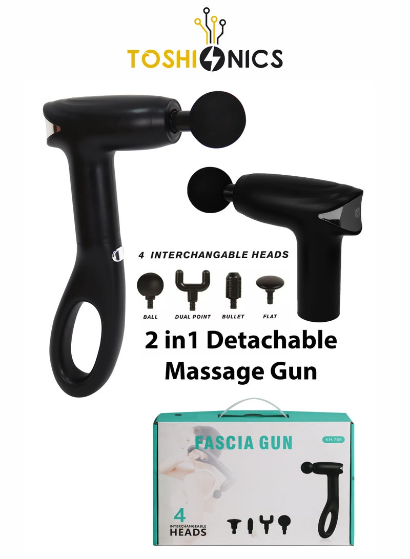 Toshionics - Fascia Massager Gun Portable Electric Handheld Deep Tissue Percussion Massager With 4 Interchangeable Heads - Image 1