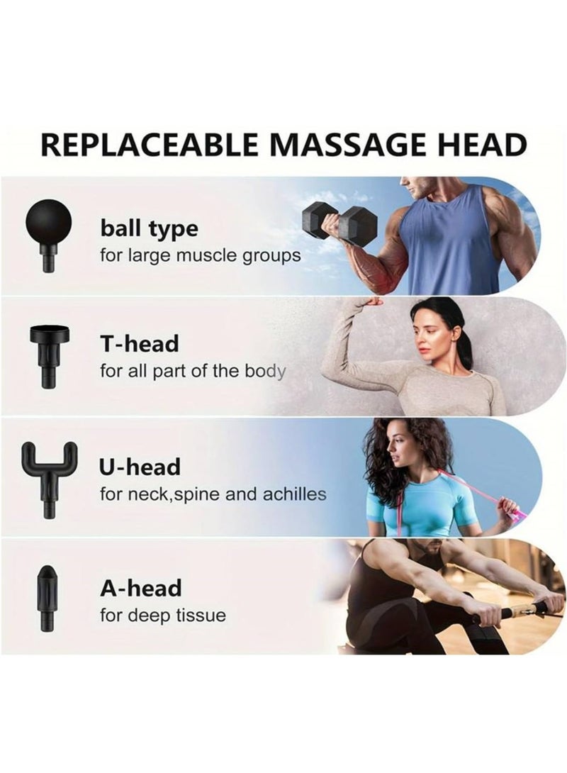 Toshionics - Fascia Massager Gun Portable Electric Handheld Deep Tissue Percussion Massager With 4 Interchangeable Heads - Image 1