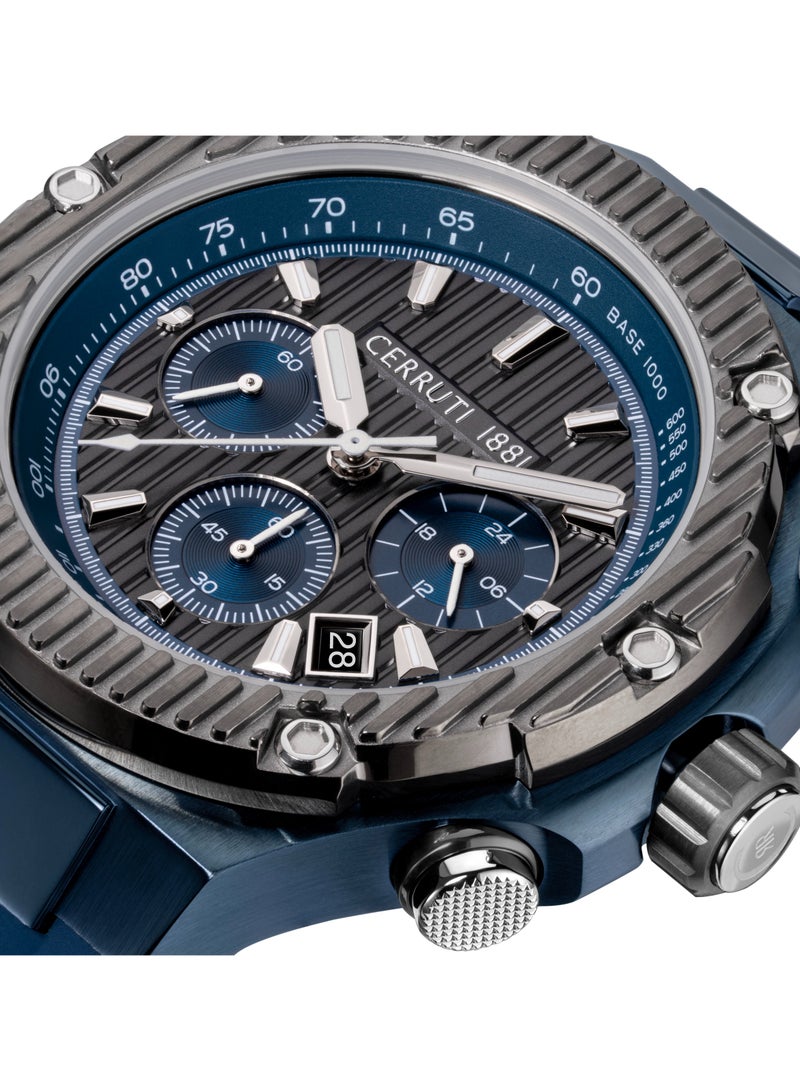 شيروتي 1881 ساعة كرونوغراف لرجال سيروتي 1881 لوكاردو - قرص رمادي بارد، حزام سيليكون أزرق - Image 3