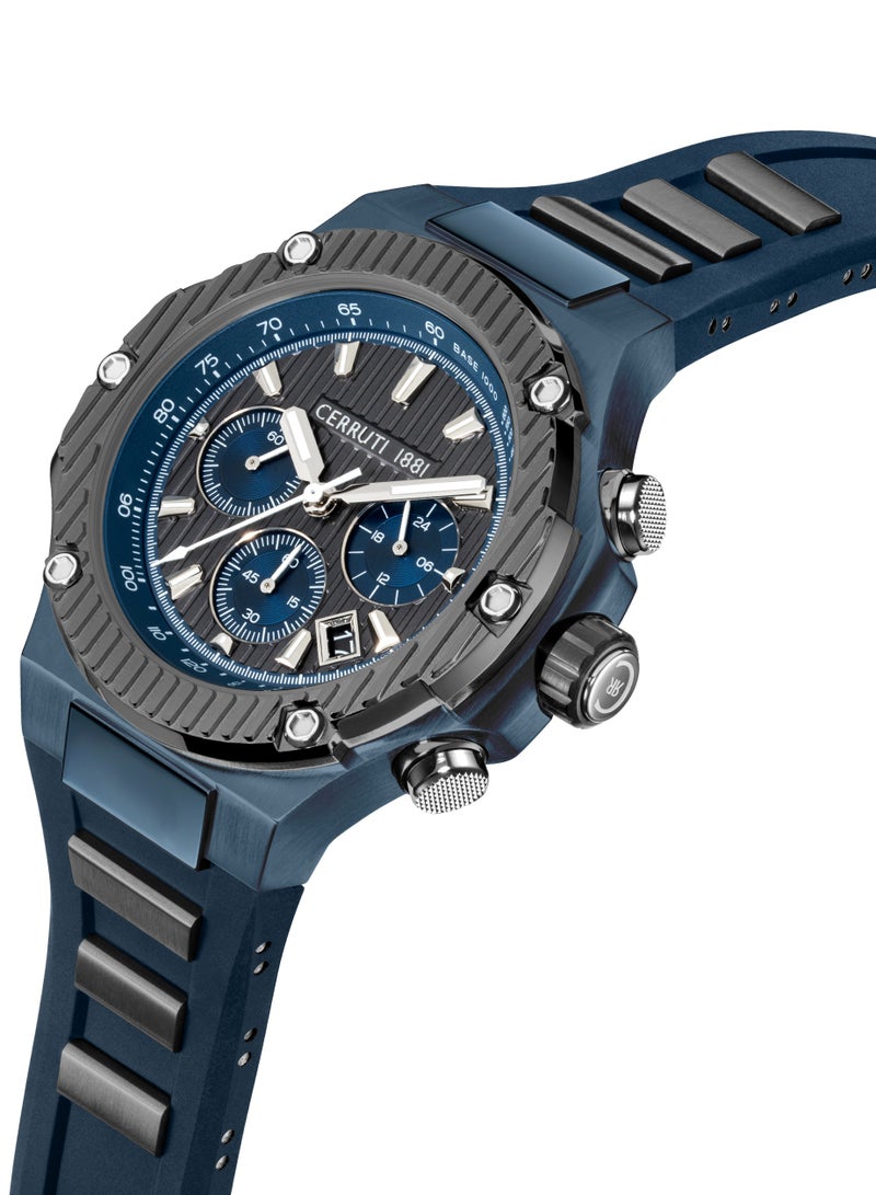 شيروتي 1881 ساعة كرونوغراف لرجال سيروتي 1881 لوكاردو - قرص رمادي بارد، حزام سيليكون أزرق - Image 2