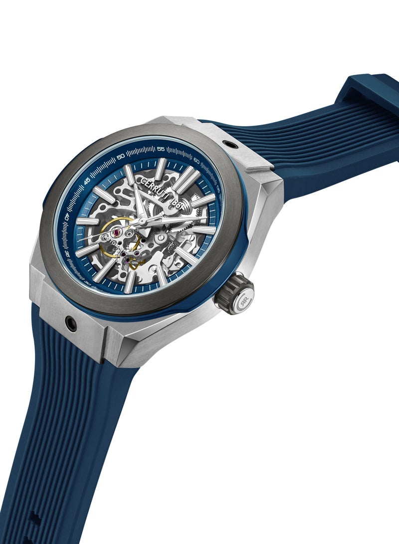 CERRUTI 1881 Men's Cerruti 1881 Ruscello Automatic Watch for Men - Blue Case, Skeletonized Dial, Blue Silicone Strap  - Image 2
