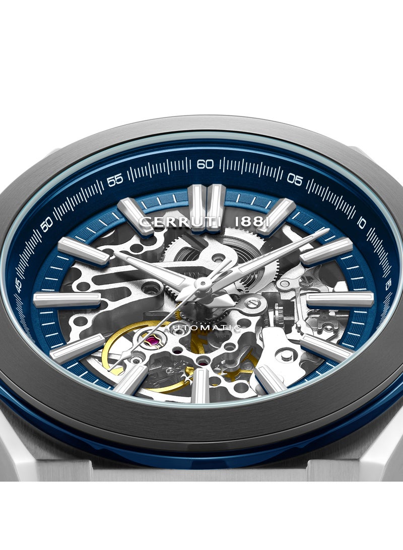 CERRUTI 1881 Men's Cerruti 1881 Ruscello Automatic Watch for Men - Blue Case, Skeletonized Dial, Blue Silicone Strap  - Image 3