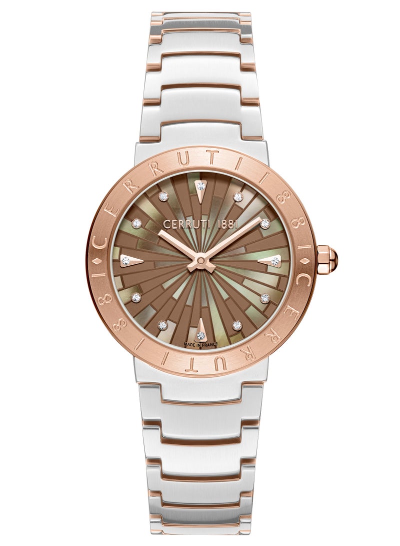 CERRUTI 1881 Women's Cerruti 1881 Filiano Analog Women's Watch - Brown Mother of Pearl Dial,, Rose Gold Topring  - Image 1