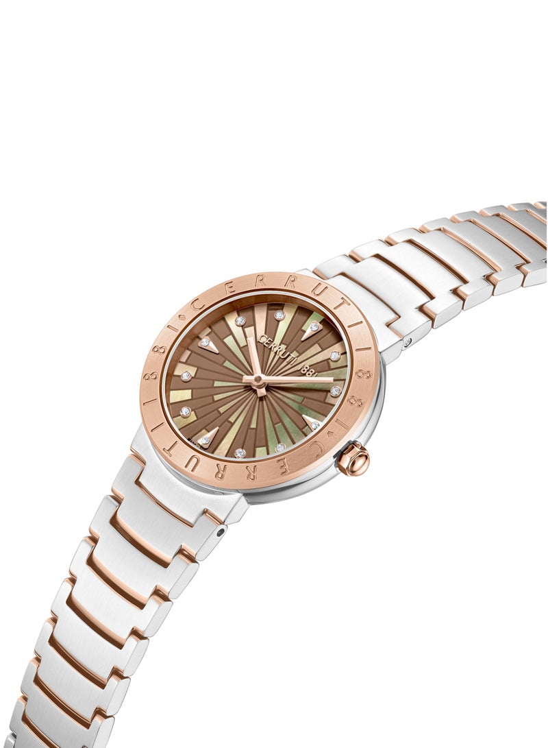 CERRUTI 1881 Women's Cerruti 1881 Filiano Analog Women's Watch - Brown Mother of Pearl Dial,, Rose Gold Topring  - Image 3