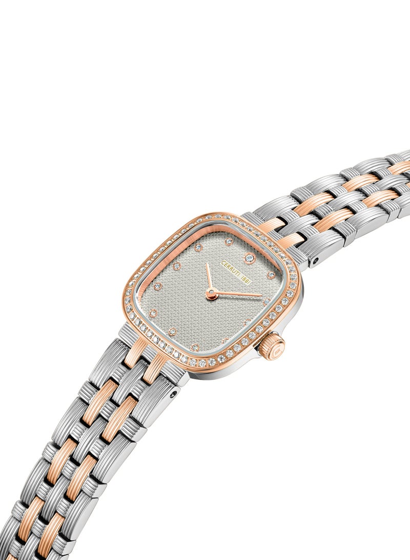 CERRUTI 1881 Women's Cerruti 1881 Mira Analog Women's Watch - Grey Mother of Pearl Dial, Crystal Indexes, Two-Tone Bracelet - Image 3