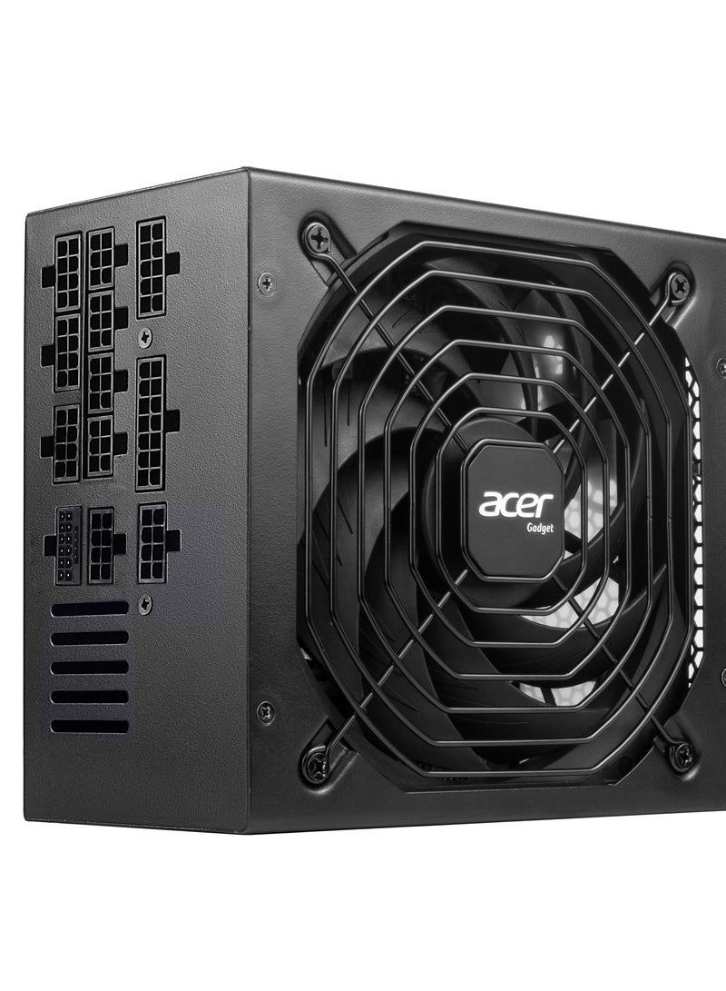 أيسر ACER 1000W (AC1000), Gold, 80 plus, Fully Modular PSU: efficient low-noise power supply with fully modular cabling. BLACK  - Image 1