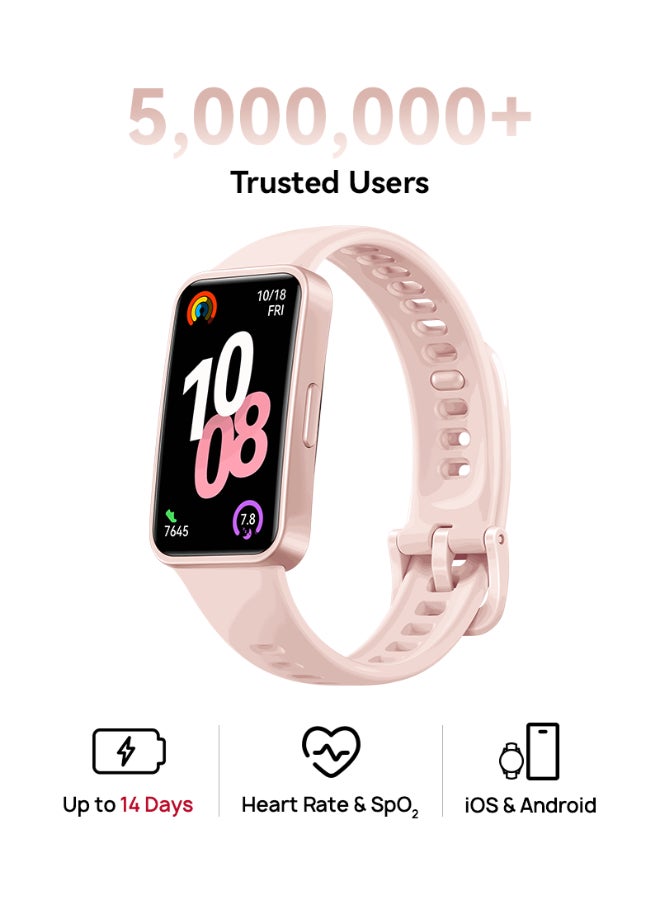 HUAWEI Band 10 Smartwatch, Compatible with iOS Android, Emotional Wellbeing Assistant, Fast Charging And Robust Battery Life, Comfortable Wearing, Pro-Level Sleep Analysis, Durable polymer case Pink - Image 1