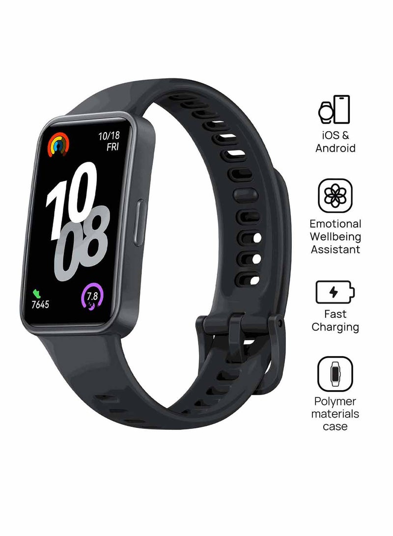 HUAWEI Band 10 Smartwatch, Compatible with iOS Android, Emotional Wellbeing Assistant, Fast Charging And Robust Battery Life, Comfortable Wearing, Pro-Level Sleep Analysis, Durable polymer case, Black Black - Image 1