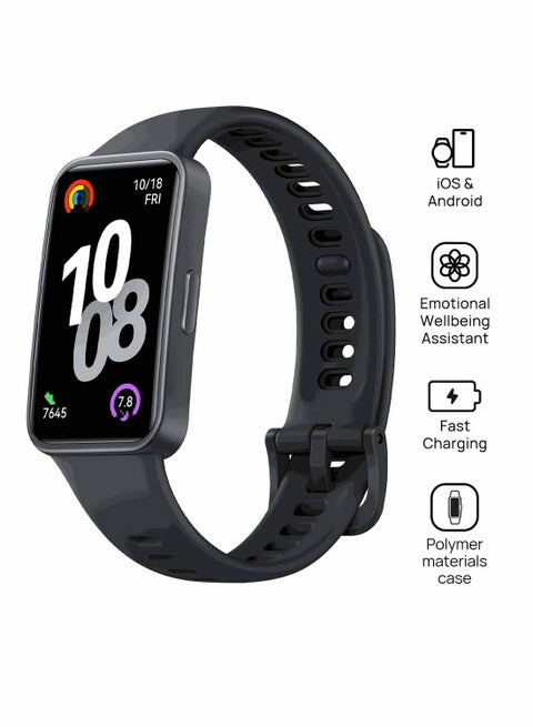 Band 10 Smartwatch, Compatible with iOS Android, Emotional Wellbeing Assistant, Fast Charging And Robust Battery Life, Comfortable Wearing, Pro-Level Sleep Analysis, Durable polymer case Black