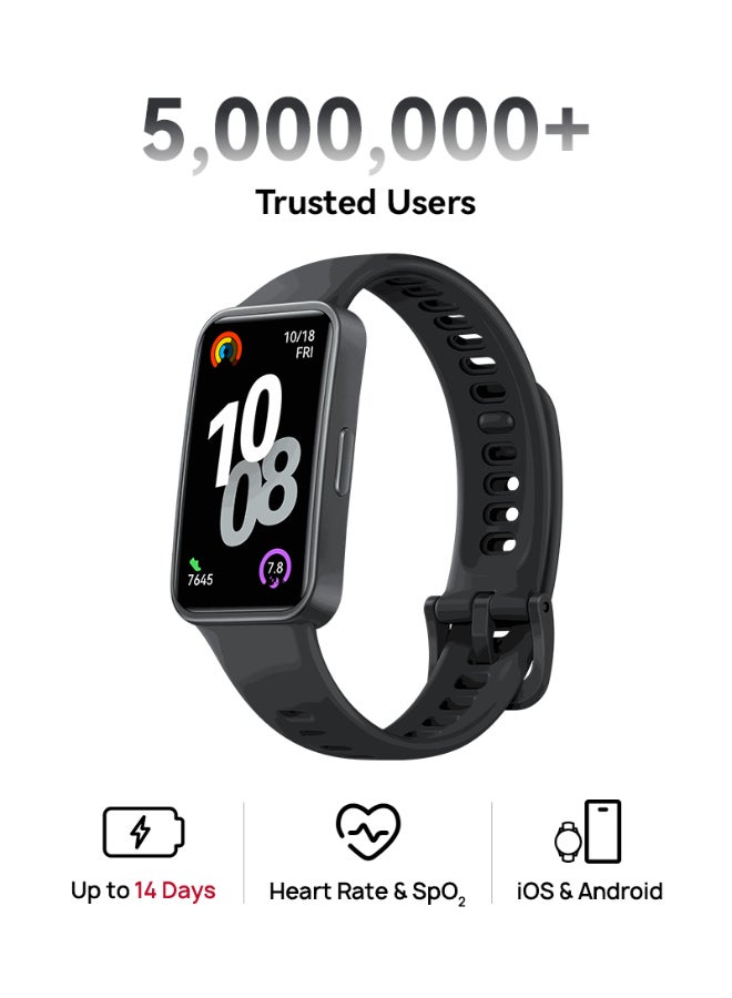 HUAWEI Band 10 Smartwatch, Compatible with iOS Android, Emotional Wellbeing Assistant, Fast Charging And Robust Battery Life, Comfortable Wearing, Pro-Level Sleep Analysis, Durable polymer case Black - Image 1