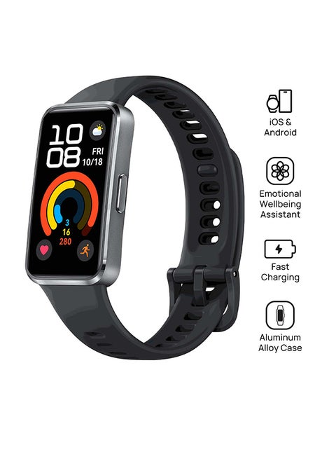 Band 10 Smartwatch, Metallic Design, iOS Android, Pro-Level Sleep Analysis, Fast Charging And Robust Battery Life, Sleek Aluminum Alloy Case Matte Black