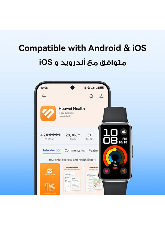 HUAWEI - Band 10 Smartwatch, Metallic Design, iOS Android, Pro-Level Sleep Analysis, Fast Charging And Robust Battery Life, Sleek Aluminum Alloy Case Blue - Image 1