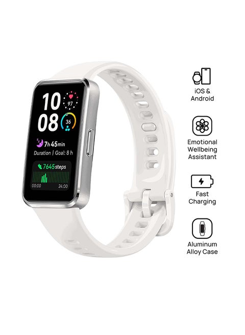 Band 10 Smartwatch, Metallic Design, iOS Android, Pro-Level Sleep Analysis, Fast Charging And Robust Battery Life, Sleek Aluminum Alloy Case White