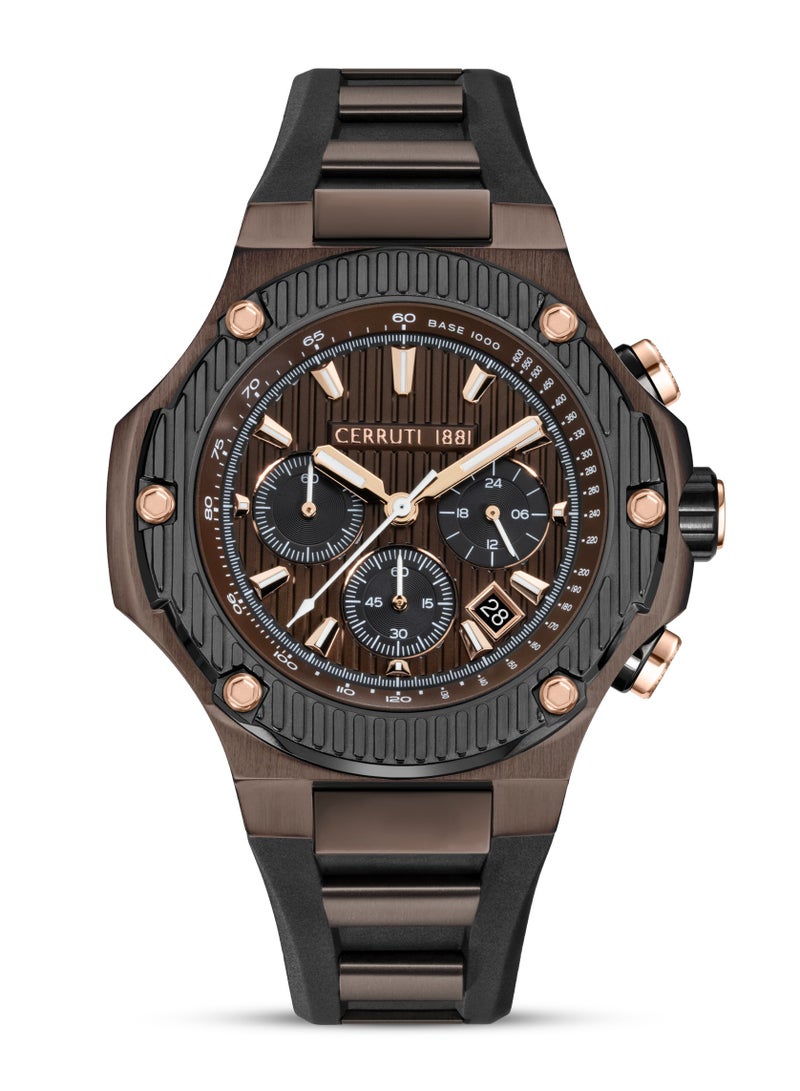 CERRUTI 1881 Men's Cerruti 1881 Lucardo Chronograph Watch for Men - Black Dial, Black Silicone Strap  - Image 1
