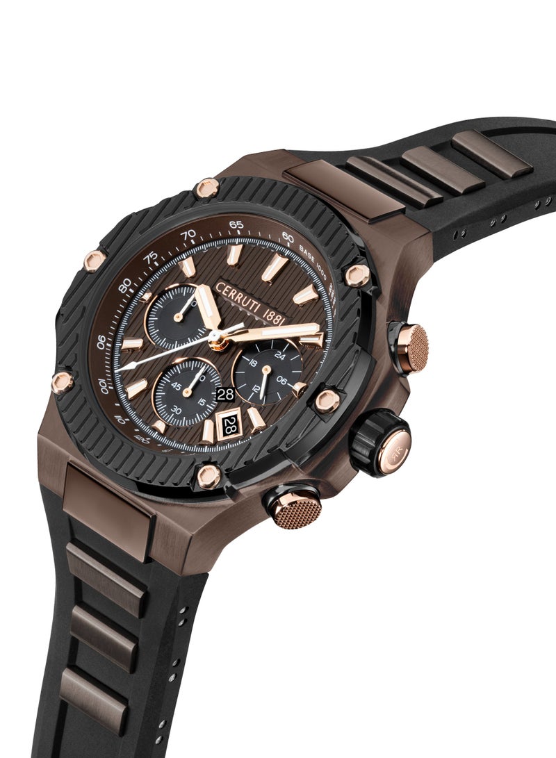 CERRUTI 1881 Men's Cerruti 1881 Lucardo Chronograph Watch for Men - Black Dial, Black Silicone Strap  - Image 2