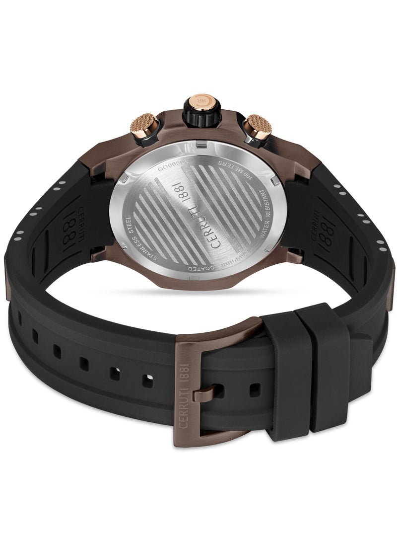 CERRUTI 1881 Men's Cerruti 1881 Lucardo Chronograph Watch for Men - Black Dial, Black Silicone Strap  - Image 4