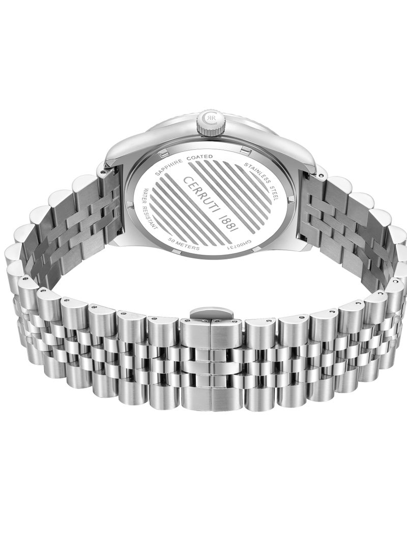 CERRUTI 1881 Women's Cerruti 1881 Chienti Analog Women's Watch - Silver Sunray Dial, Swarovski Crystal Markers, Arabic date and day  - Image 4