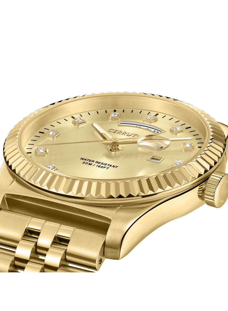 CERRUTI 1881 Men's Cerruti 1881 Chienti Women's Watch - Champagne Sunray Dial, Swarovski Crystal Markers, Arabic date and day  - Image 3