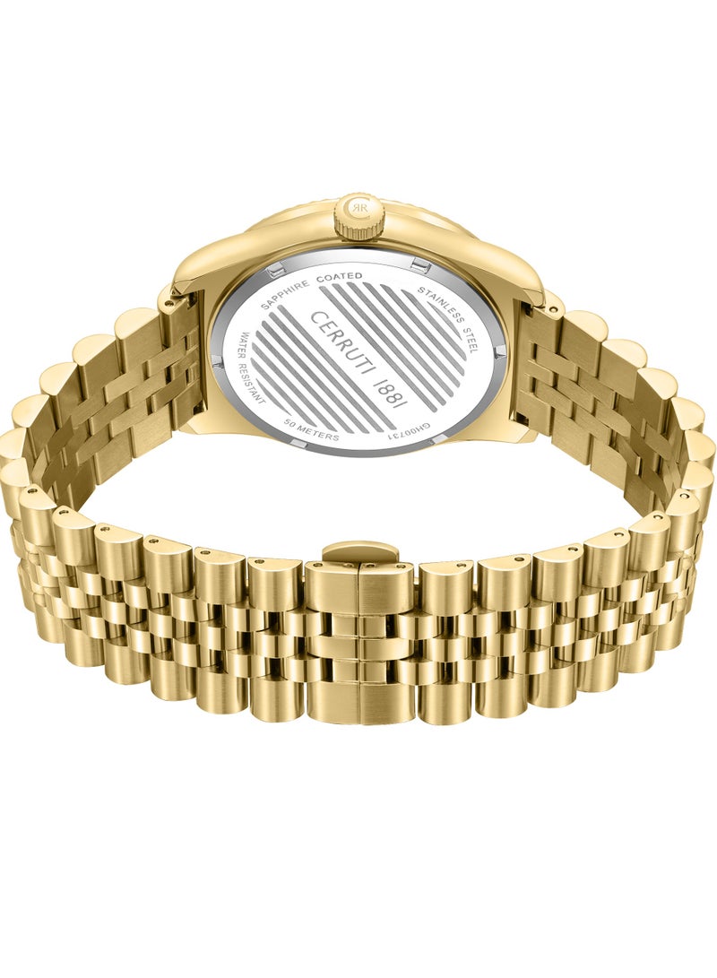 CERRUTI 1881 Men's Cerruti 1881 Chienti Women's Watch - Champagne Sunray Dial, Swarovski Crystal Markers, Arabic date and day  - Image 4