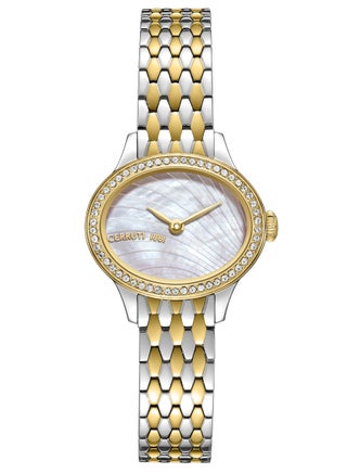 Women's Cerruti 1881 Nemi Analog Women's Watch - Engraved Bezel Crystals, Beige Mother of Pearl Dial - pnsku/N70151100V/45/_/1739199802/05810112-c962-458d-94c0-a5d0e7377e01