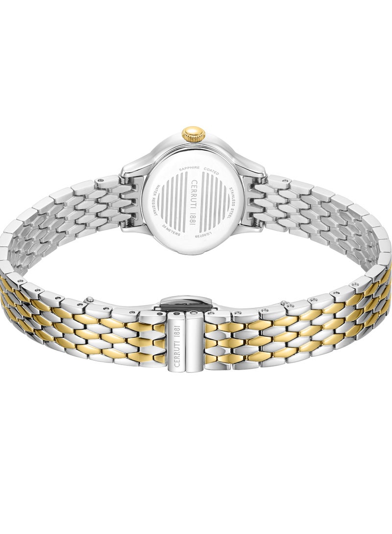 Women's Cerruti 1881 Nemi Analog Women's Watch - Engraved Bezel Crystals, Beige Mother of Pearl Dial