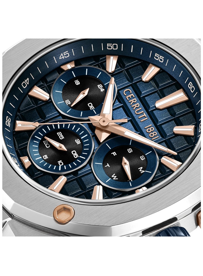 CERRUTI 1881 Men's Razzuolo Multifunction Watch - Blue Gradient Dial, Blue Silicone Strap  - Image 3