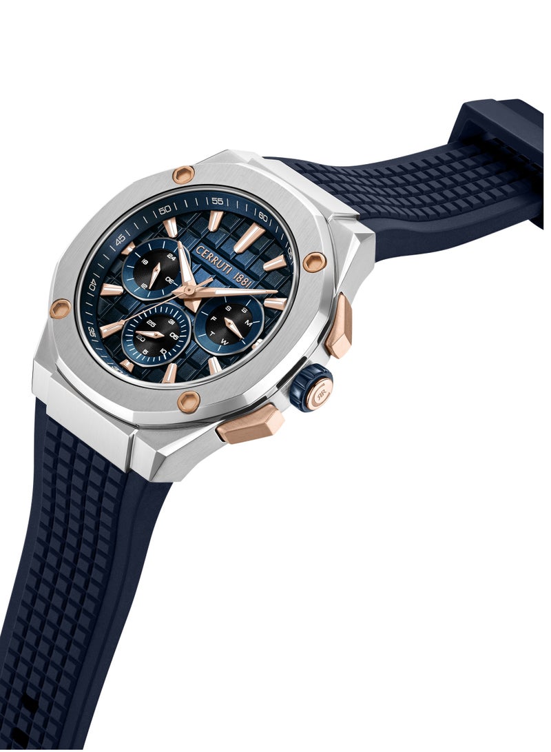 CERRUTI 1881 Men's Razzuolo Multifunction Watch - Blue Gradient Dial, Blue Silicone Strap  - Image 2