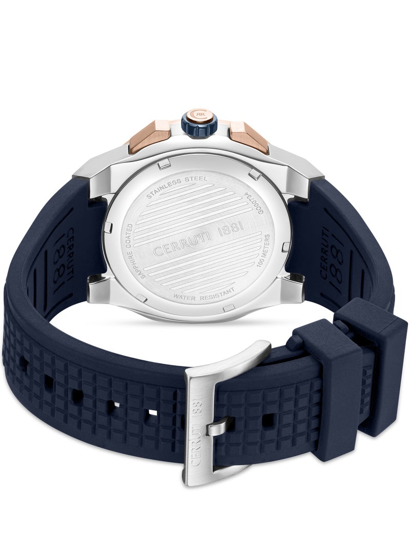 CERRUTI 1881 Men's Razzuolo Multifunction Watch - Blue Gradient Dial, Blue Silicone Strap  - Image 4