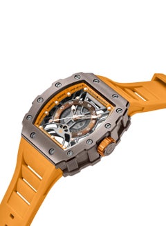 CERRUTI 1881 Men's Gubbio Watch - Tonneau Structure Dial with Orange Accents, Orange Silicone Strap  - Image 2