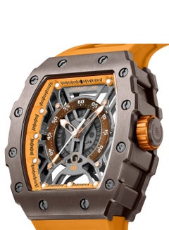 CERRUTI 1881 Men's Gubbio Watch - Tonneau Structure Dial with Orange Accents, Orange Silicone Strap  - Image 3