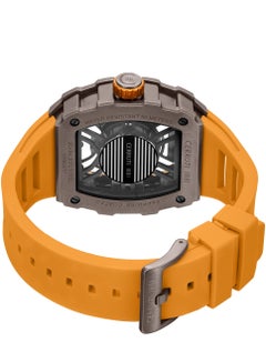 CERRUTI 1881 Men's Gubbio Watch - Tonneau Structure Dial with Orange Accents, Orange Silicone Strap  - Image 4