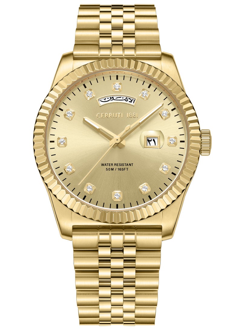 CERRUTI 1881 Women's Chienti  Watch - Champagne Sunray Dial, Swarovski Crystal Markers, Arabic date and day  - Image 1