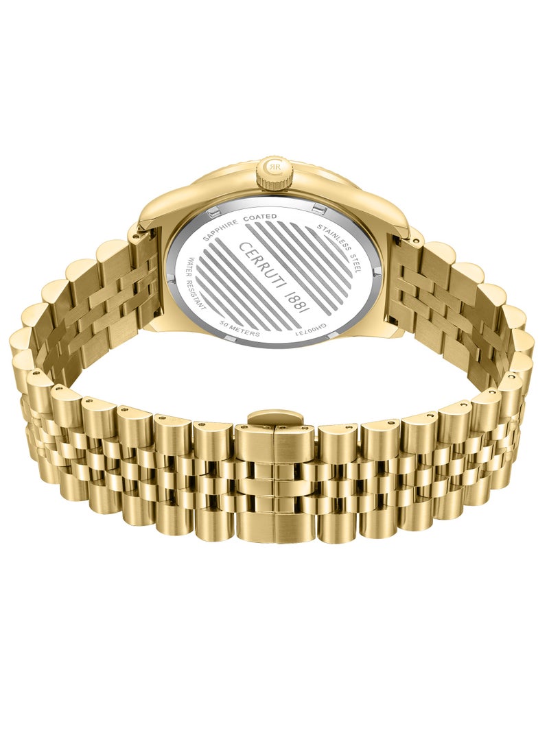 CERRUTI 1881 Women's Chienti  Watch - Champagne Sunray Dial, Swarovski Crystal Markers, Arabic date and day  - Image 4