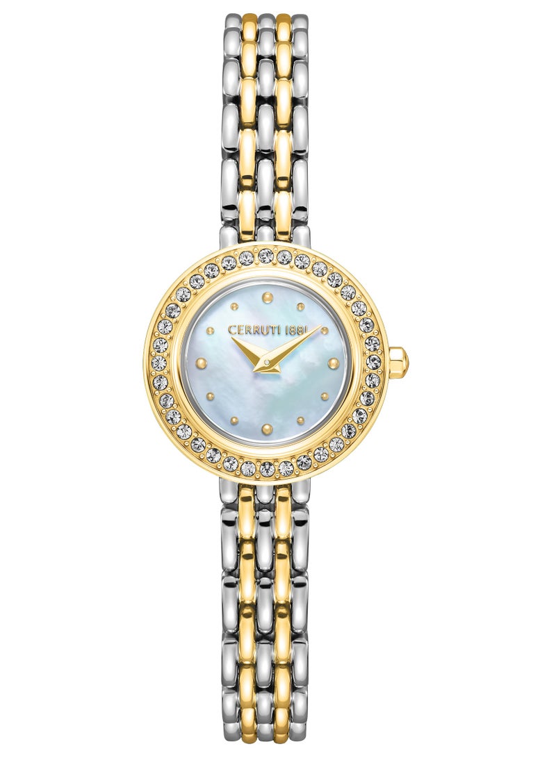 CERRUTI 1881 Women's Matera Analog Watch - White Mother of Pearl Dial, Two-Tone Bracelet  - Image 1