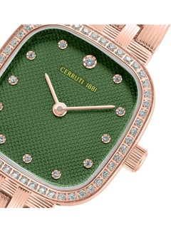 CERRUTI 1881 Women's Mira Analog Watch - Green Mother of Pearl Dial, Crystal Indexes, Rose Gold Bracelet  - Image 3
