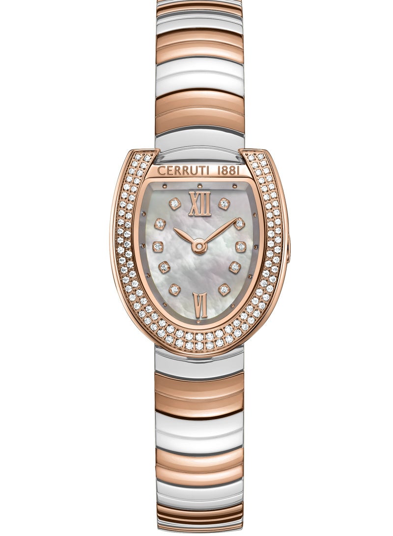 CERRUTI 1881 - Women's Lerici Analog Watch - White Mother of Pearl Dial, Roman Numerals, Rose Gold Two Tone Bracelet - Image 1