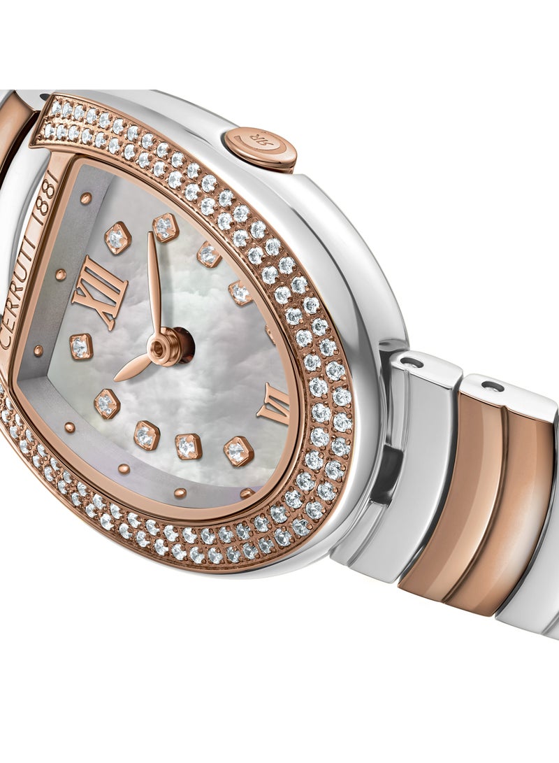 CERRUTI 1881 - Women's Lerici Analog Watch - White Mother of Pearl Dial, Roman Numerals, Rose Gold Two Tone Bracelet - Image 1