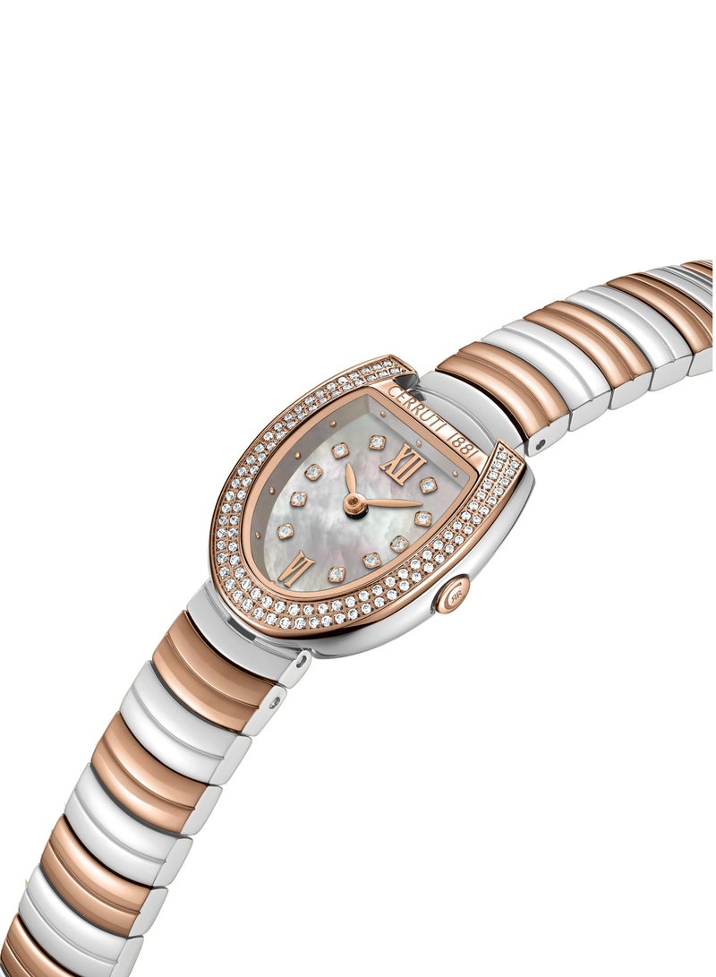 CERRUTI 1881 - Women's Lerici Analog Watch - White Mother of Pearl Dial, Roman Numerals, Rose Gold Two Tone Bracelet - Image 1